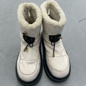 Coach Cream and Black Winter Boots